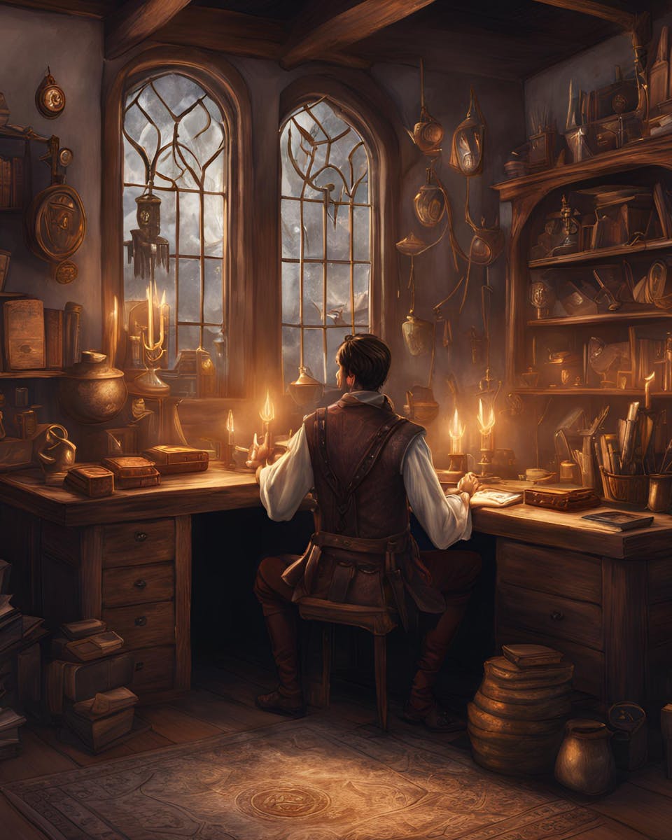 Le bureau de l'apprenti enchanteur